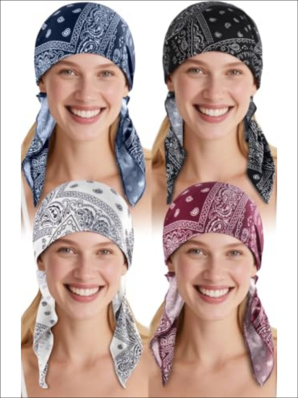 Pre-Tied Paisley Chemo Headwear Cotton Blend Head Scarf Beanie Hat